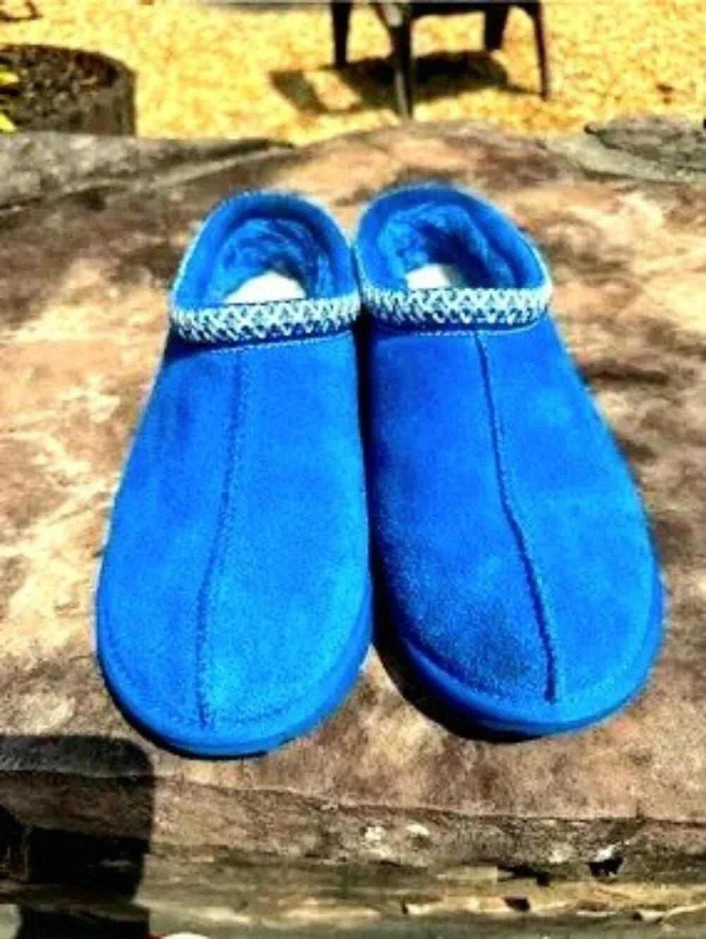 UGG TASMAN DIVE BLUE SUEDE SHEEPSKIN BRAIDED CLASSIC SLIPPERS MENS 6 WOMENS 8
